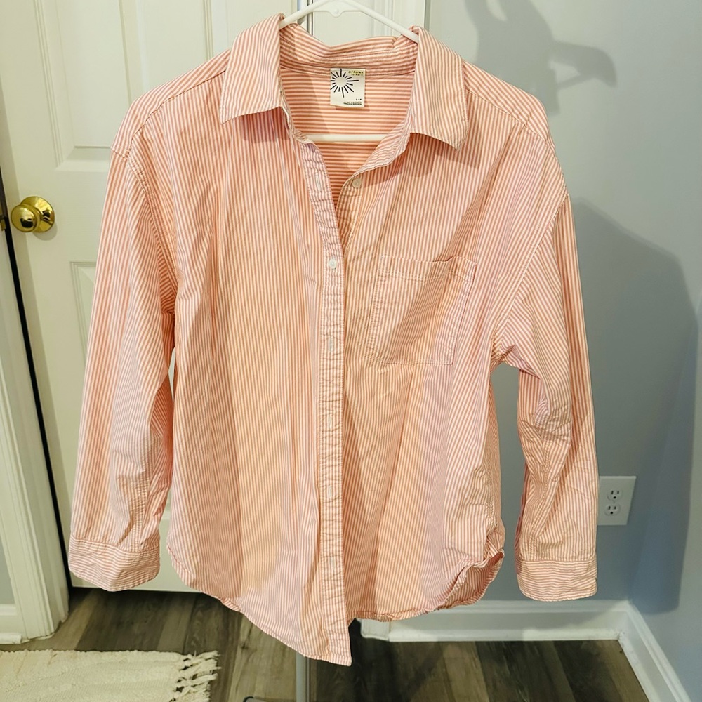 Aerie Pink Striped Button Down Shirt